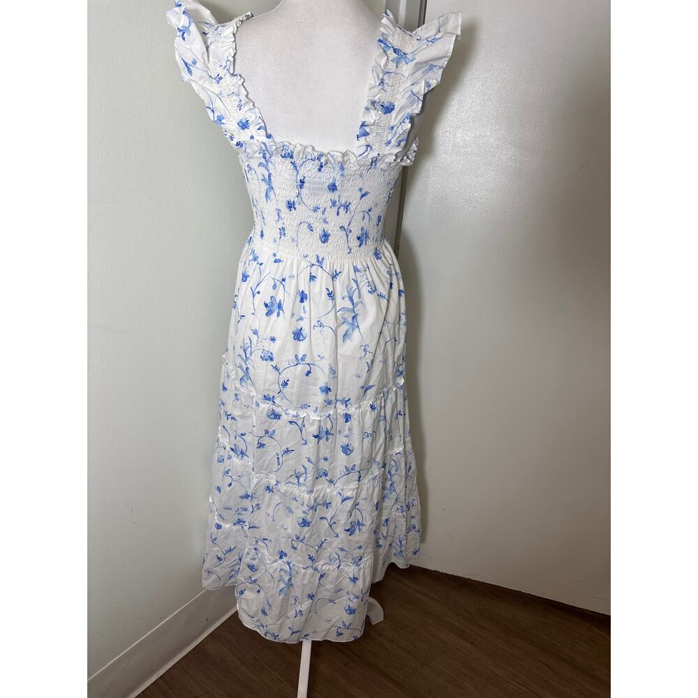 Hill House The Nap Dress White Blue Cotton Maxi Dress Sz S - Picture 3 of 5